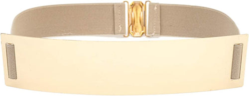 Apricot Gold Metal Stretch Belt with Elastic Mirror