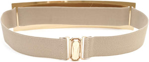 Apricot Gold Metal Stretch Belt with Elastic Mirror