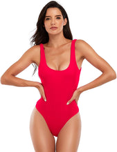Load image into Gallery viewer, Pier Perfection Red Tummy Control Retro One Piece Bathing Suit