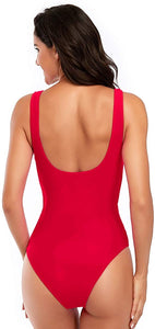 Pier Perfection Red Tummy Control Retro One Piece Bathing Suit