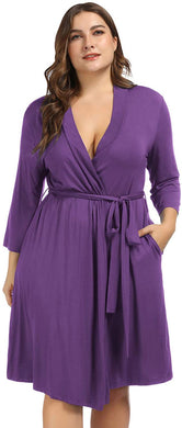 Plus Size Purple Lightweight Cotton Kimono Loungewear