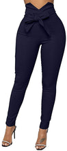 Load image into Gallery viewer, Ash Blue Front Tie High Waist Pants