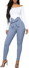 Load image into Gallery viewer, Ash Blue Front Tie High Waist Pants