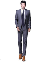 Load image into Gallery viewer, Men&#39;s Formal Dark Grey One Button Blazer &amp; Pants 2pc Suit