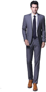 Men's Formal Dark Grey One Button Blazer & Pants 2pc Suit