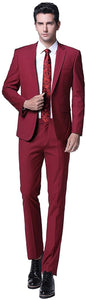 Men's Wine Red One Button 2pc Blazer & Pant Suit