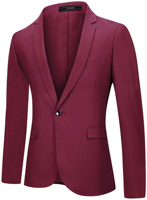 Men's Wine Red One Button 2pc Blazer & Pant Suit