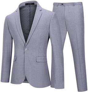 Formal Light Grey One Button 2 Piece Men's Suit