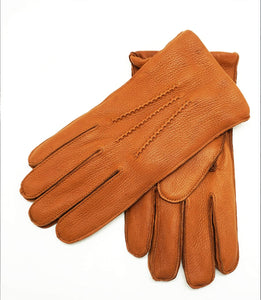 Winter Cognac - Fleece Lining Deerskin Leather Gloves
