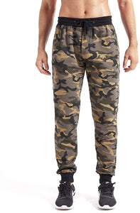 Men's Green Cotton Casual Camouflage Sweat Jogger Pants