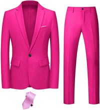 Load image into Gallery viewer, Men&#39;s Pink Long Sleeve Slim Fit 2 Piece Suit with Tie