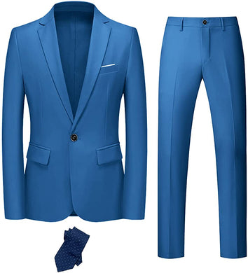 Men's Stefano 3pc Slim Fit Pastel Blue Blazer/Pants Formal Suit