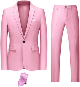 Oxford Chic Light Pink Men's 2 Piece Suit with Tie