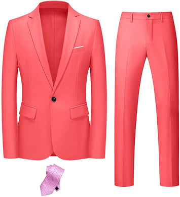 Oxford Chic Coral Men's 2pc Formal Suit with Tie