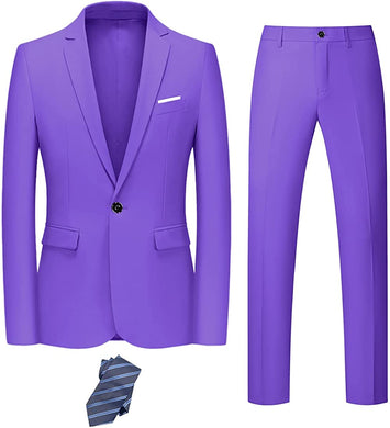 Oxford Chic Purple Men's 2 Piece Suit with Tie