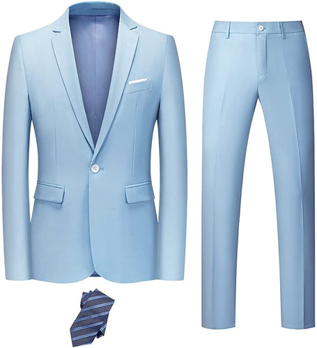 Oxford Chic Sky Blue Men's 2 Piece Suit with Tie