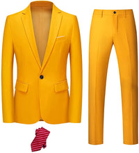 Load image into Gallery viewer, Oxford Chic Men&#39;s Yellow 2 Piece Suit with Tie