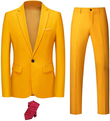 Oxford Chic Men's Yellow 2 Piece Suit with Tie