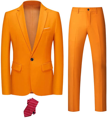 Oxford Chic Men's Orange 2 Piece Suit with Tie