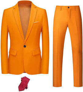 Oxford Chic Men's Brown Slim Fit 2 Piece Suit with Tie