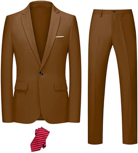 Oxford Chic Men's Black Slim Fit 2 Piece Suit with Tie