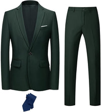Load image into Gallery viewer, Hunter Green Men&#39;s Slim Fit 2pc Suit with Tie