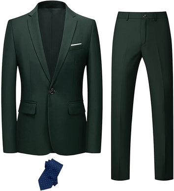 Hunter Green Men's Slim Fit 2pc Suit with Tie