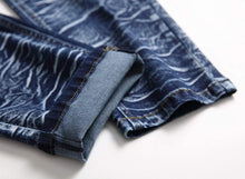 Load image into Gallery viewer, Men&#39;s Textured Blue Ripped Slim Denim Jeans