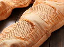 Load image into Gallery viewer, Men&#39;s Textured Orange Ripped Slim Jeans