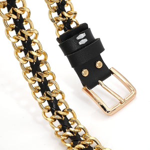 Adjustable Leather Waist Chain Belt