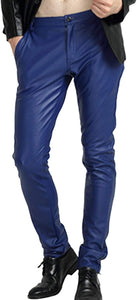 Tapered Pu Faux Black Leather Skinny Biker Pants