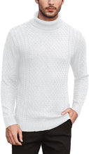 Load image into Gallery viewer, Men&#39;s Grey Turtleneck Slim Fit  Knitted Diamond Pattern Sweater