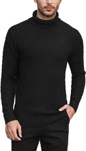 Load image into Gallery viewer, Men&#39;s Grey Turtleneck Slim Fit  Knitted Diamond Pattern Sweater