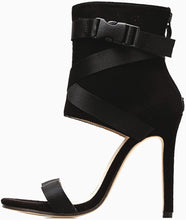 Load image into Gallery viewer, Black Suede Open Toe High Heel Sandal