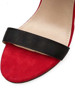 Red Suede Open Toe High Heel Sandal