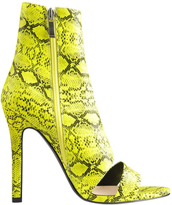 Cutout Lace Up Yellow Open Toe High Heel Booties