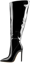 Load image into Gallery viewer, Classic Knee High Black Pointed Toe Stiletto Boots