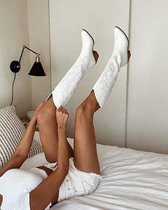 Sophisticated White Pointed Toe Cowgirl Boots