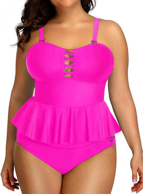 Modish Hot Pink Tummy Control Two Piece Bathing Suit
