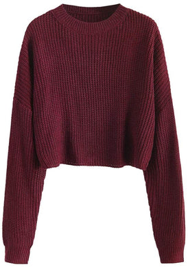Cozy Burgundy Red Long Sleeve Knitted Sweater