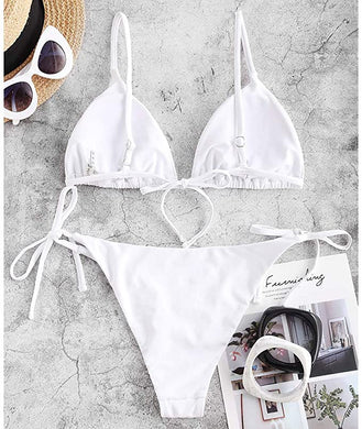 Solid White Triangle Bikini Set