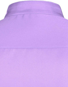 Men's Banded Collar Lavender Long Sleeve Button Down Shirt