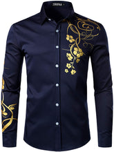 Load image into Gallery viewer, Men&#39;s Hipster Floral White Slim Fit Long Sleeve Shirt