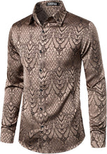 Load image into Gallery viewer, Men&#39;s Brown Long Sleeve Button Up Shirt