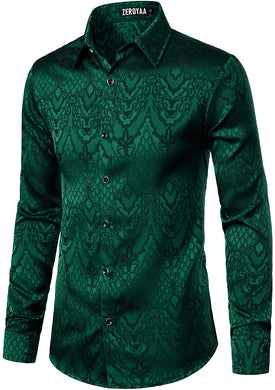 Men's Emerald Green Long Sleeve Button Up Shirt