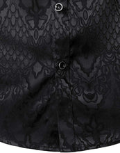 Load image into Gallery viewer, Men&#39;s Black Jacquard Slim Fit Long Sleeve Button Up Shirt