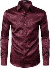 Load image into Gallery viewer, Men&#39;s Maroon Red Long Sleeve Dress Shirt