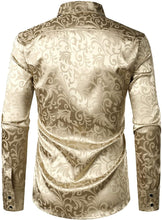 Load image into Gallery viewer, Shiny Satin Champagne Long Sleeve Party Shirt