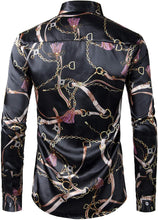 Load image into Gallery viewer, Men&#39;s Luxury Golden Beige Long Sleeve Satin Button Down Shirt