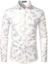 Load image into Gallery viewer, Men&#39;s Luxury Shiny White Long Sleeve Button Up Dress Shirt